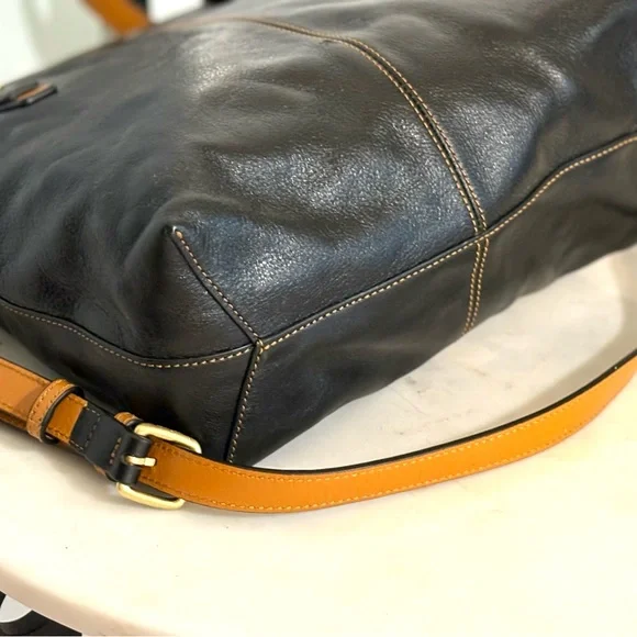 Vera Bradley Black and Brown Leather Tote - Picture 9 of 10